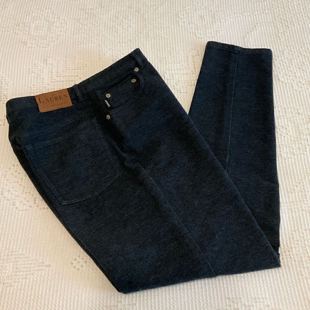 NWOT Lauren Ralph Lauren Charcoal Grey 5 Pocket Pants, 6P. Flannel feel heritage
